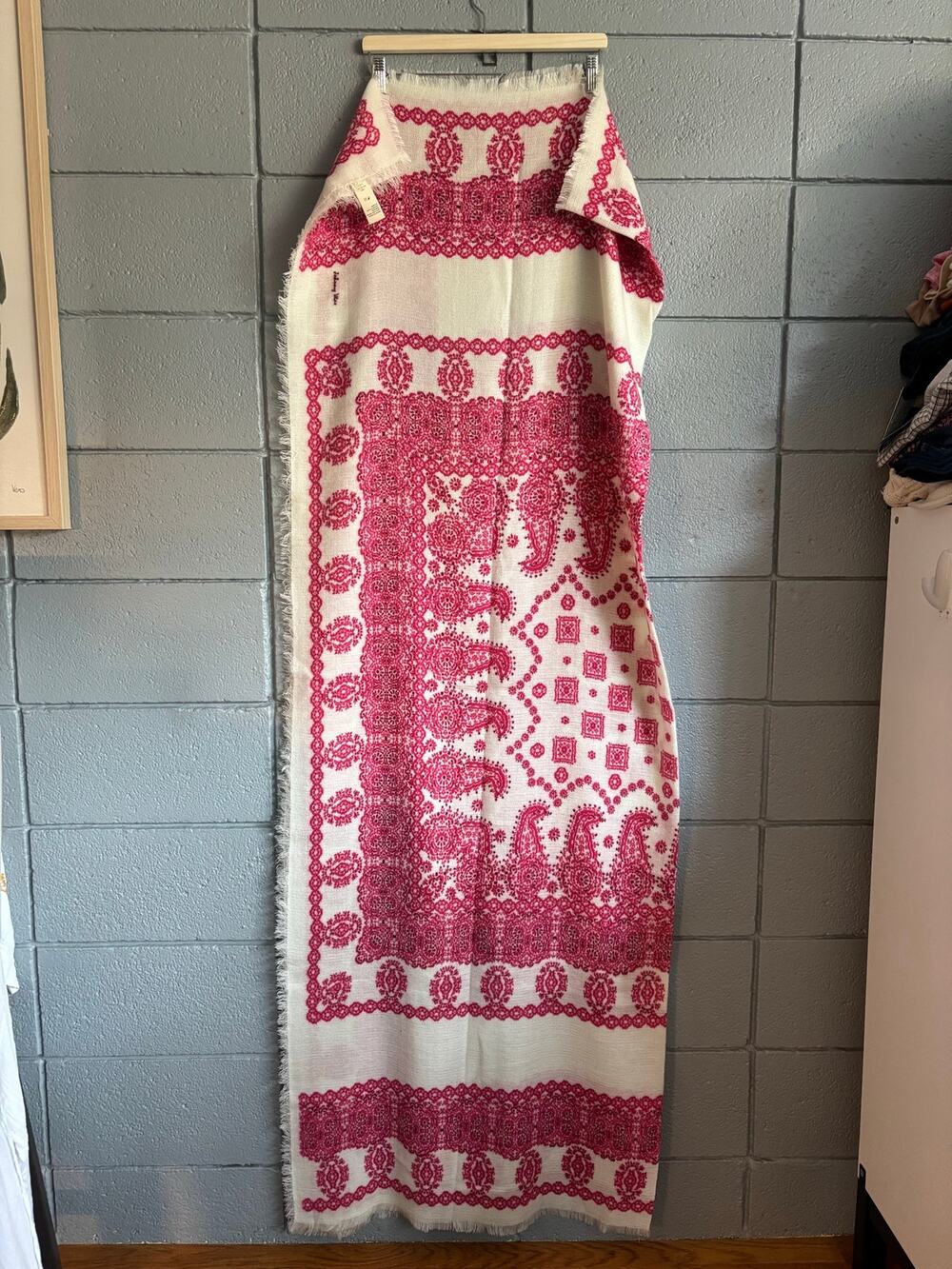 Johnny Was Large Magenta Geometric Bohemian Scarf/Shawl